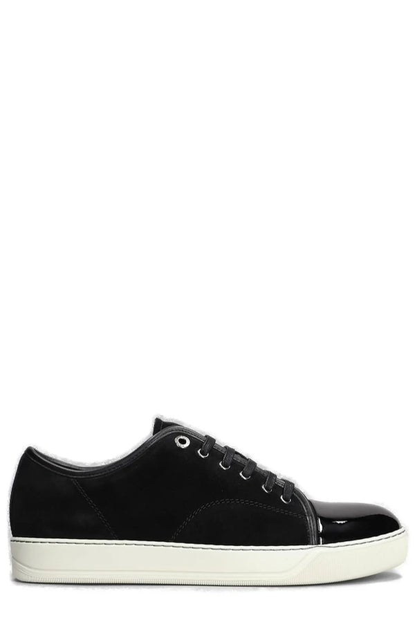 LANVIN SUED AND PATENT CAPTOE SNEAKER